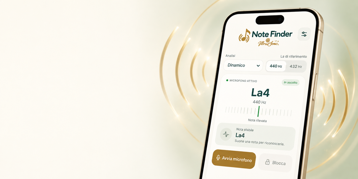 Note Finder di Vibrasonic su smartphone: trova e ascolta note e frequenze gratuitamente