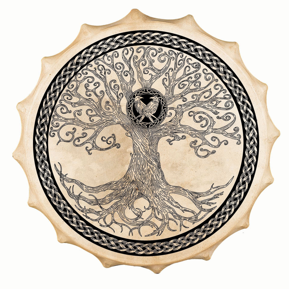 Tamburo speciale Tree of Life siberiano in pelle naturale — collezione Vibrasonic