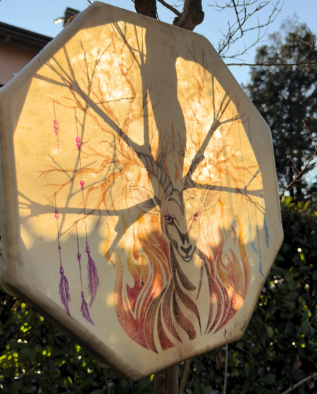 Tamburo Rituale Ottagonale dipinto 50 cm | Linea Archangels Drums