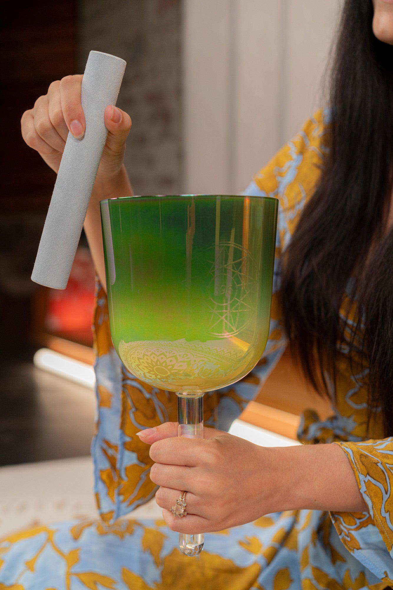 Calice sonoro in cristallo | 5.75'' | Verde Oliva