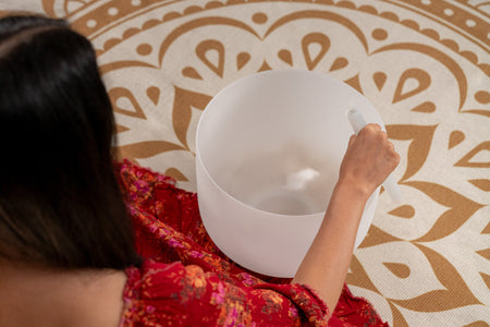 Campana in cristallo di quarzo bianco da 12'' | Nota G3 - Chakra della Gola
