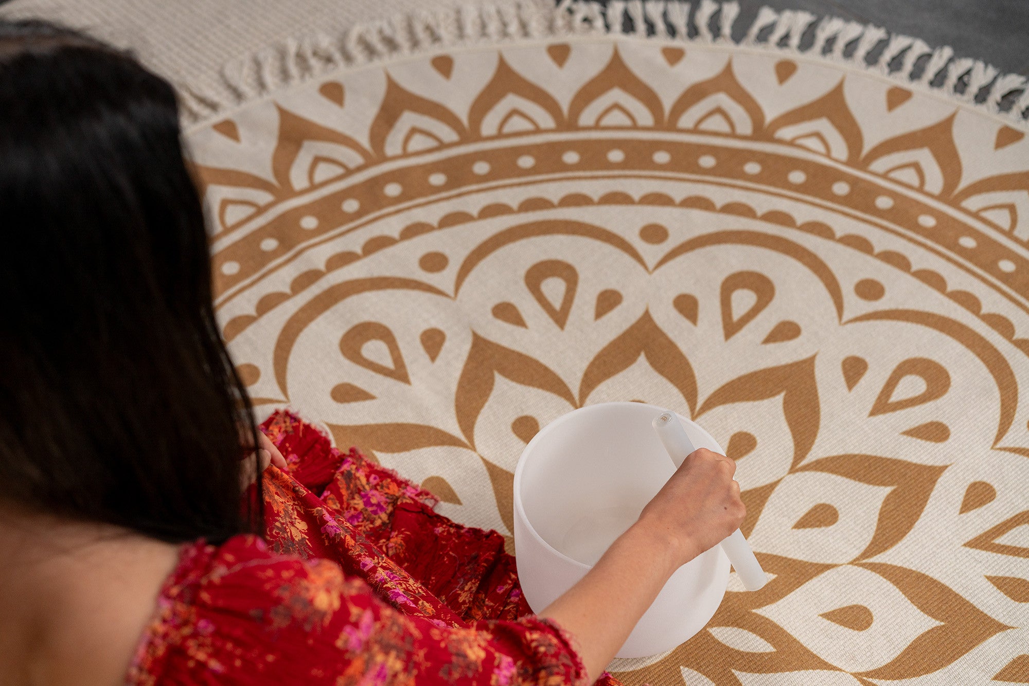 Campana in cristallo di quarzo bianco da 8'' | Nota C5 - Chakra della Radice