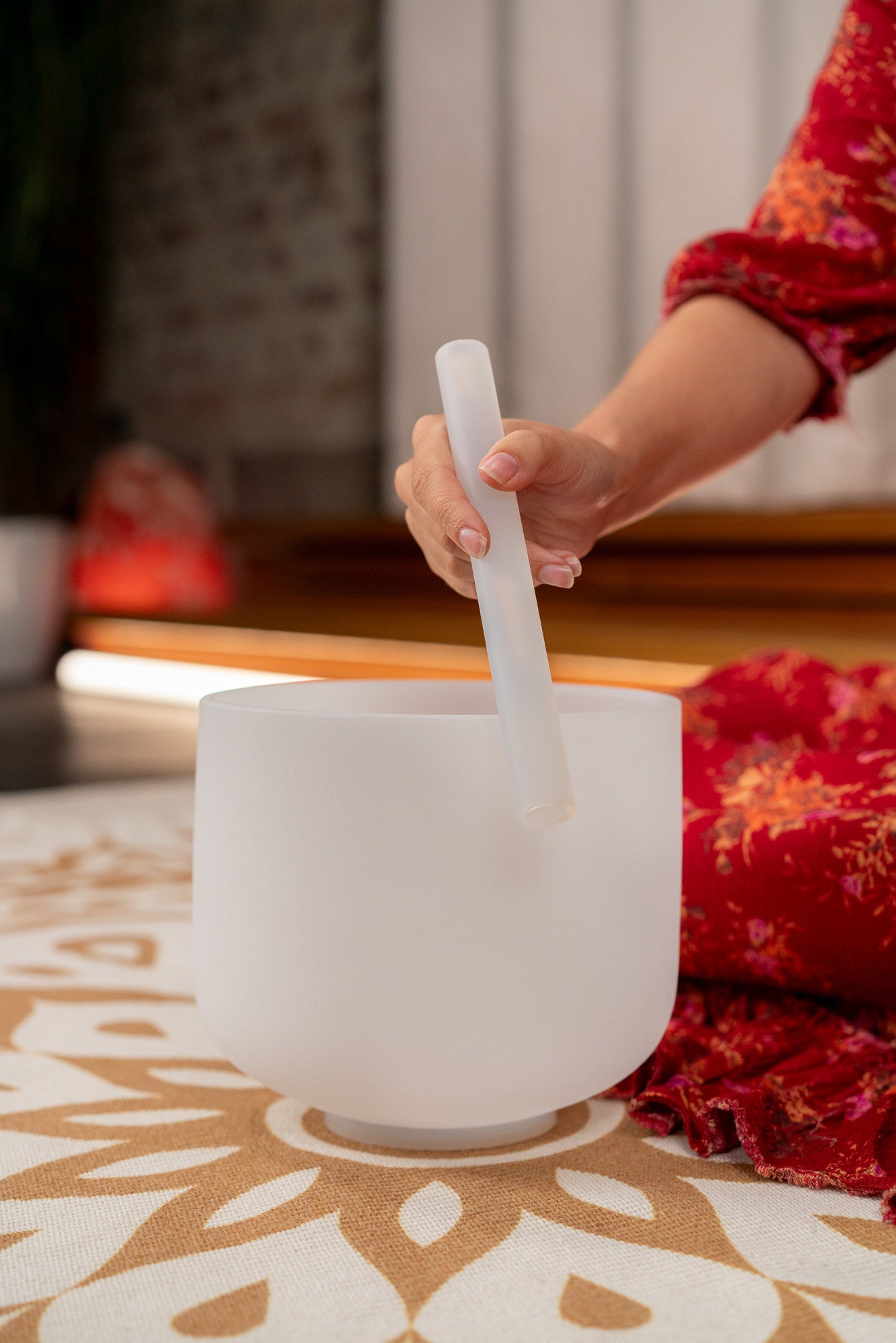 Campana in cristallo di quarzo bianco da 8'' | Nota C5 - Chakra della Radice