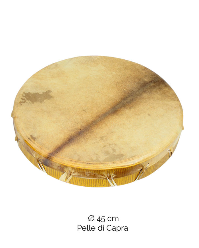 Tamburo rituale 45 cm | Capra | Senza Pelo | Manico Croce