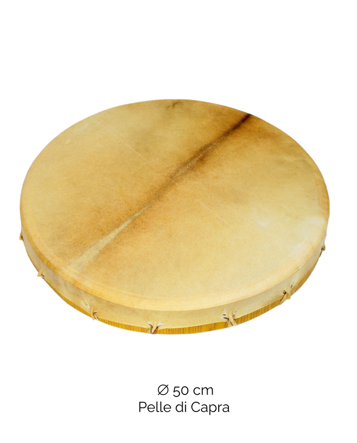Tamburo rituale 50 cm | Capra | Senza Pelo | Manico Croce