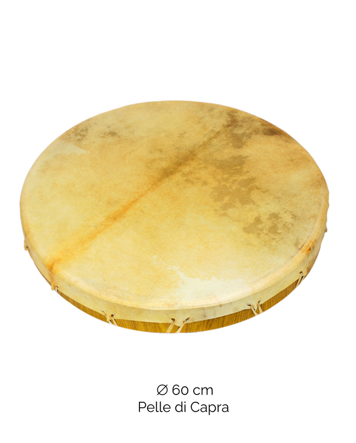 Tamburo rituale 60 cm | Capra | Senza Pelo | Manico Croce