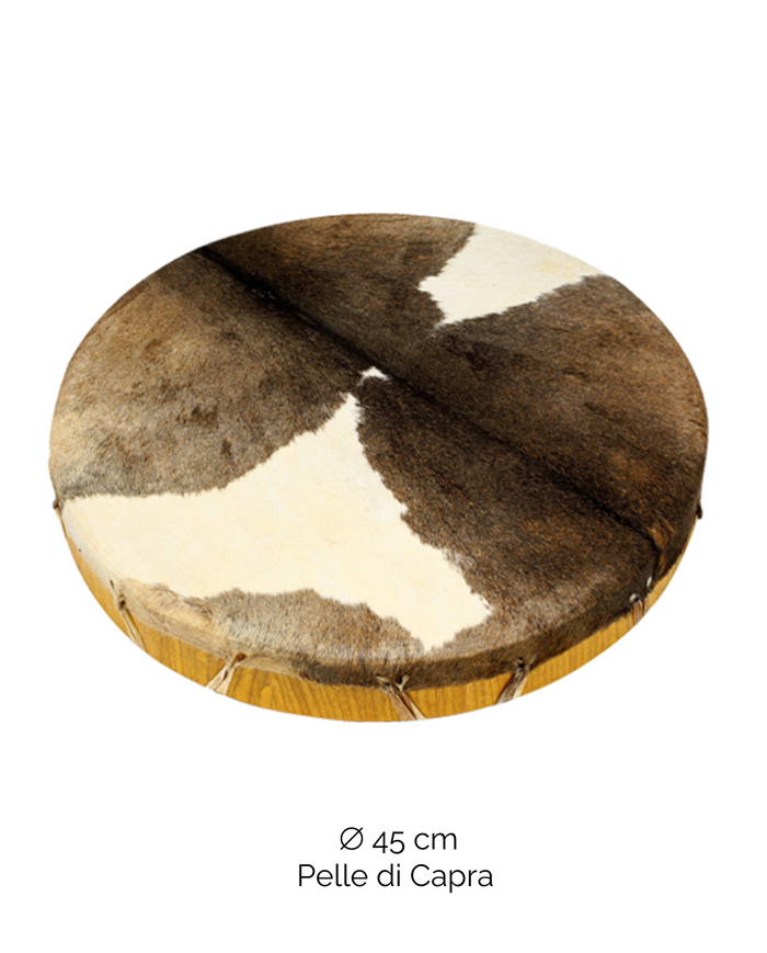 Tamburo rituale 45 cm | Capra | Con Pelo | Manico Croce