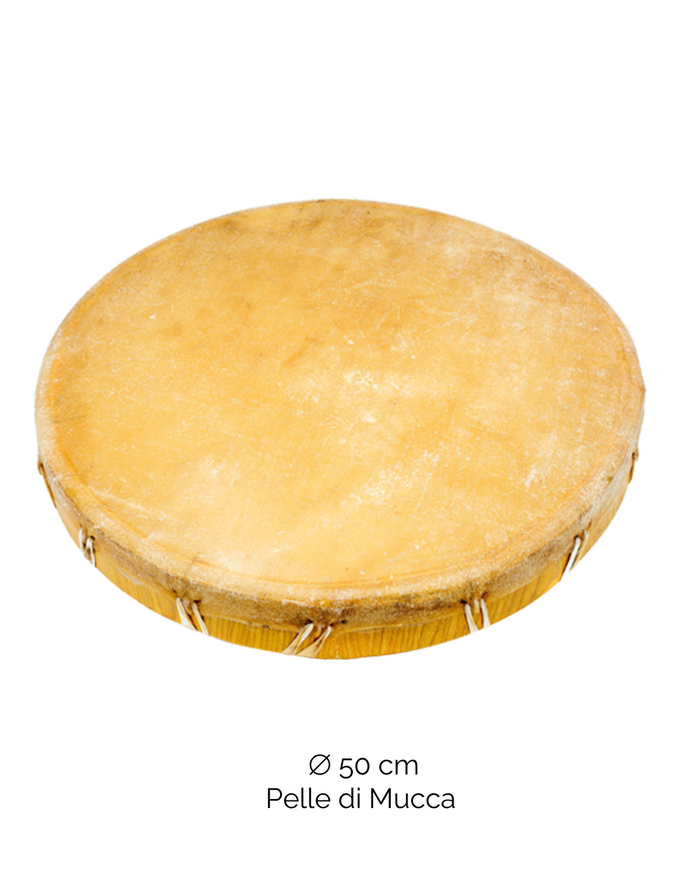 Tamburo rituale 50 cm | Mucca | Senza Pelo | Manico Croce