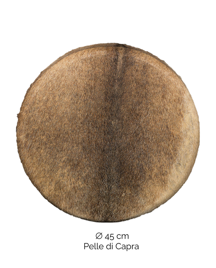 Tamburo rituale 45 cm | Capra | Con Pelo | Manico in Legno