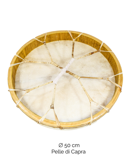 Tamburo rituale 50 cm | Capra | Senza Pelo | Manico Croce