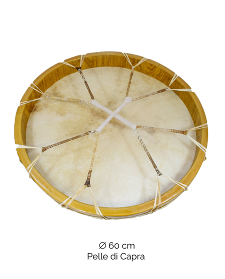 Tamburo rituale 60 cm | Capra | Senza Pelo | Manico Croce