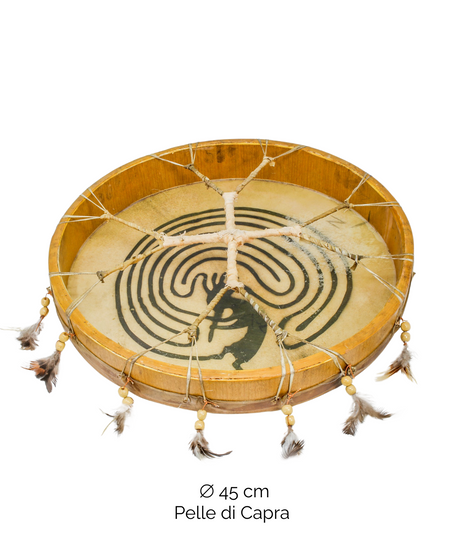 Kokopelli Ritual Drum 45 cm | Goat | Cross Handle