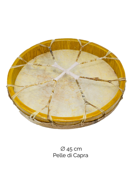 Tamburo rituale 45 cm | Capra | Con Pelo | Manico Croce