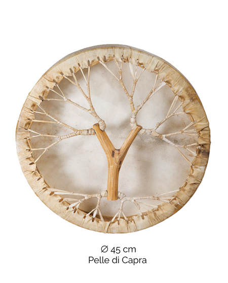Tamburo rituale 45 cm | Capra | Rasato | Manico in Legno