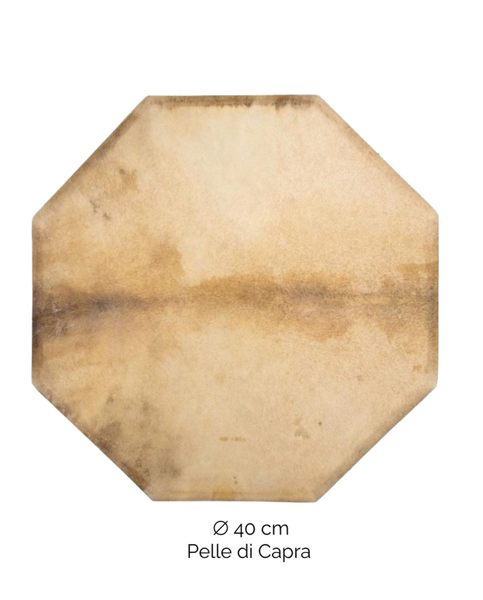 Tamburo rituale Ottagonale 40 cm | Capra | Rasato | Manico Croce