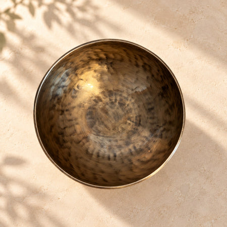 Campana tibetana VS-RNV-CT-36, vista dall’alto verso l’interno, ambientazione still life Vibrasonic