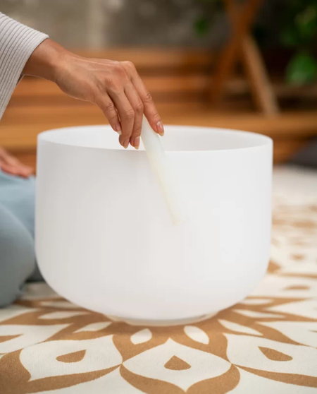12'' White Quartz Crystal Singing Bowl | Note F3 - Heart Chakra