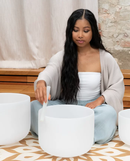 White Quartz Crystal Singing Bowl Set | 3 Pieces G4 E4 C4