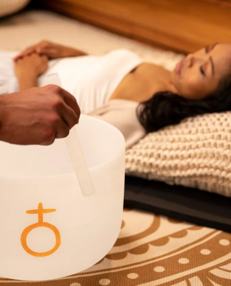 12'' Planetary White Quartz Crystal Singing Bowl | Earth Frequency