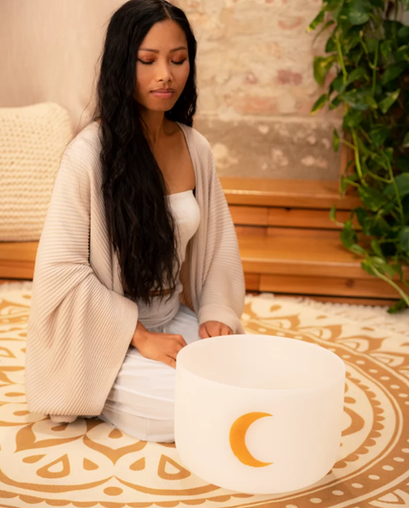 12'' Planetary White Quartz Crystal Singing Bowl | Synodic Moon