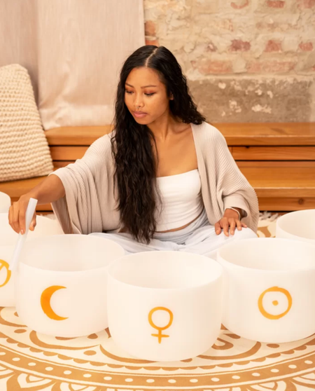 Chakra Set for Crystal Singing Bowl Planetary