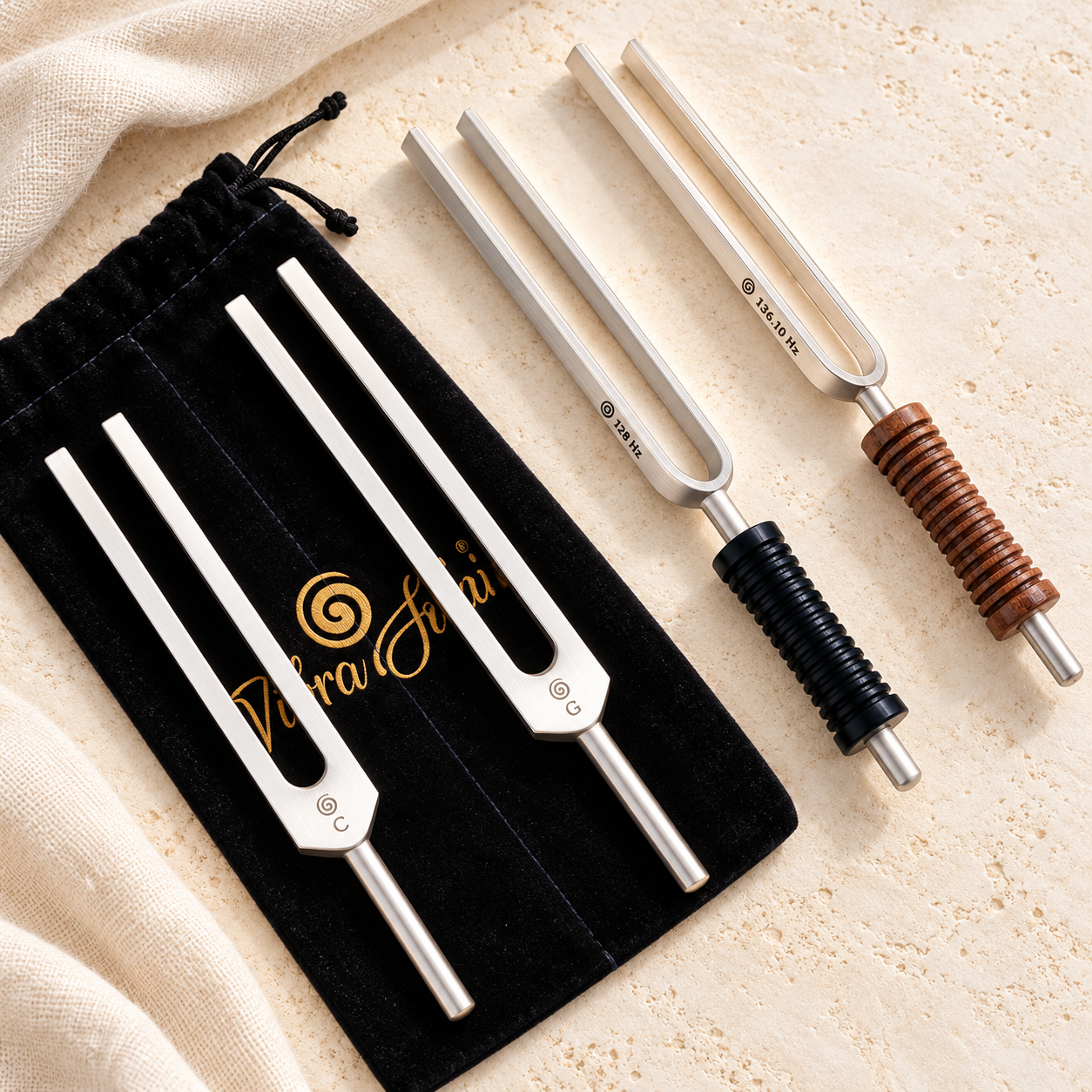 Kit diapason per l'armonizzazione Vibrasonic con C, G, 128 Hz e 136,10 Hz