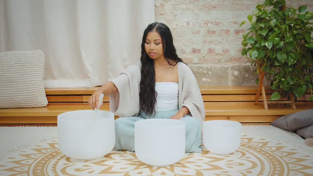 Set campane di cristallo di quarzo bianco| 3 pezzi A4 F4 D4