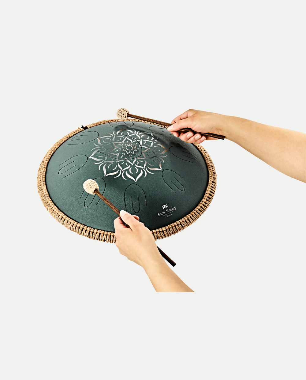 Steel Tongue Drum Octave 432 Hz – F Major 9 Note Verde Scuro Inciso - VibraSonic Music Store