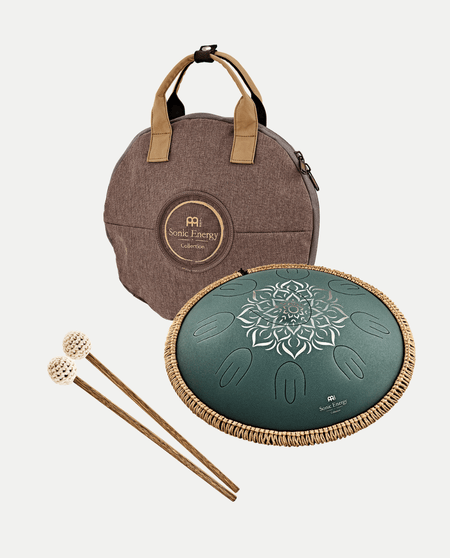 Steel Tongue Drum Octave 432 Hz – F Major 9 Note Verde Scuro Inciso - VibraSonic Music Store
