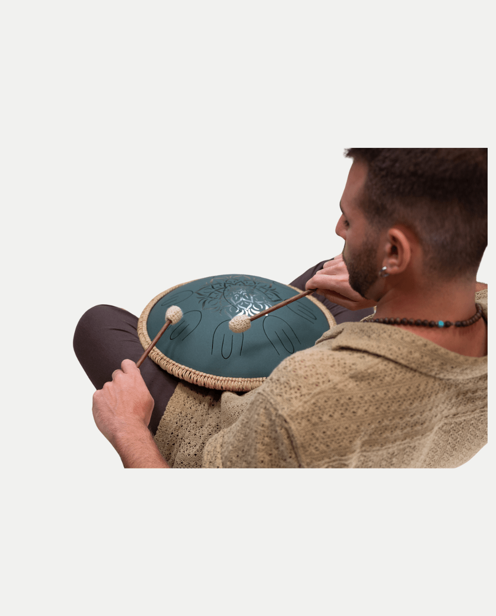 Steel Tongue Drum Octave 432 Hz – F Minor 9 Note Verde Scuro Inciso - VibraSonic Music Store