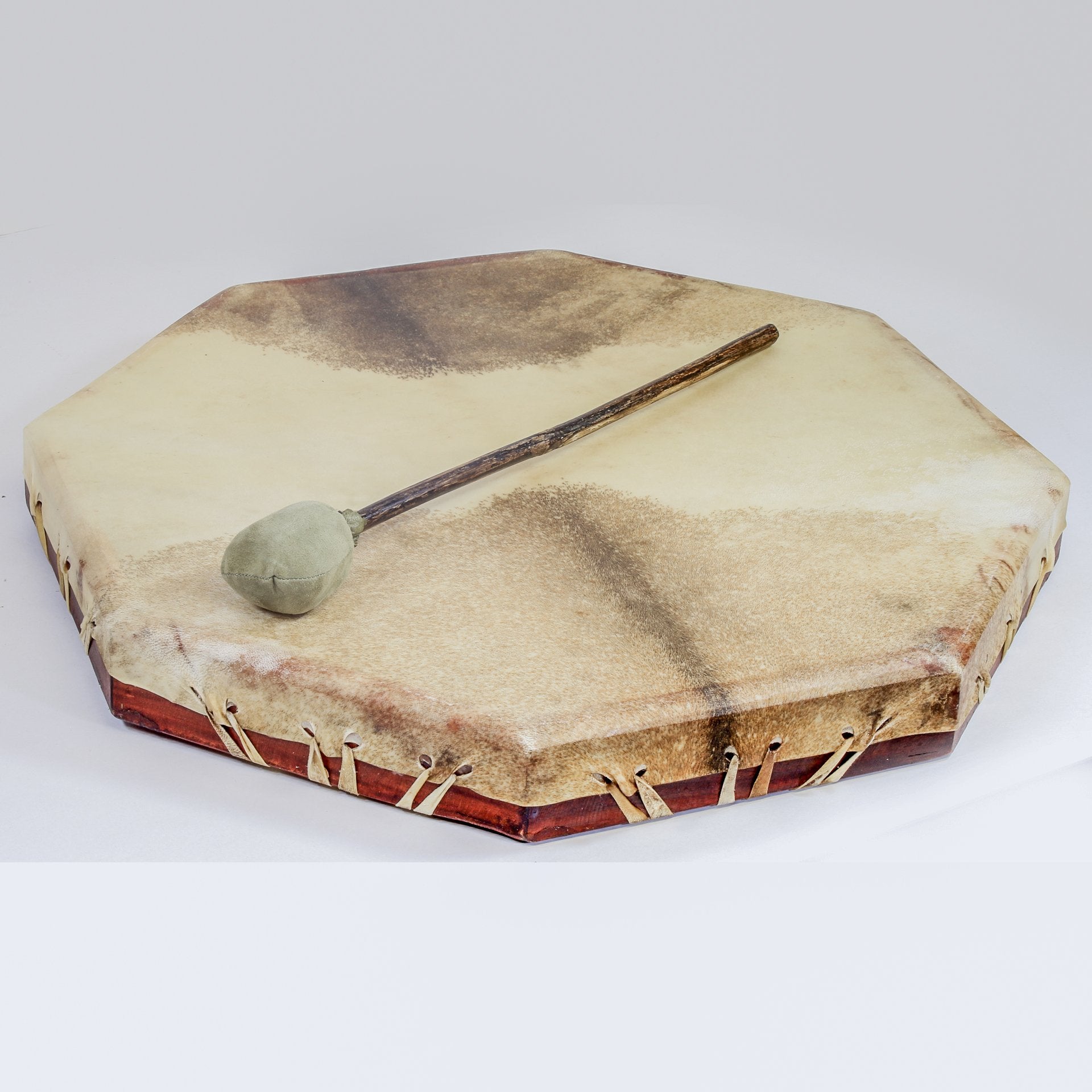 Tamburo rituale ottagonale 50 cm — tamburo con battitore incluso
