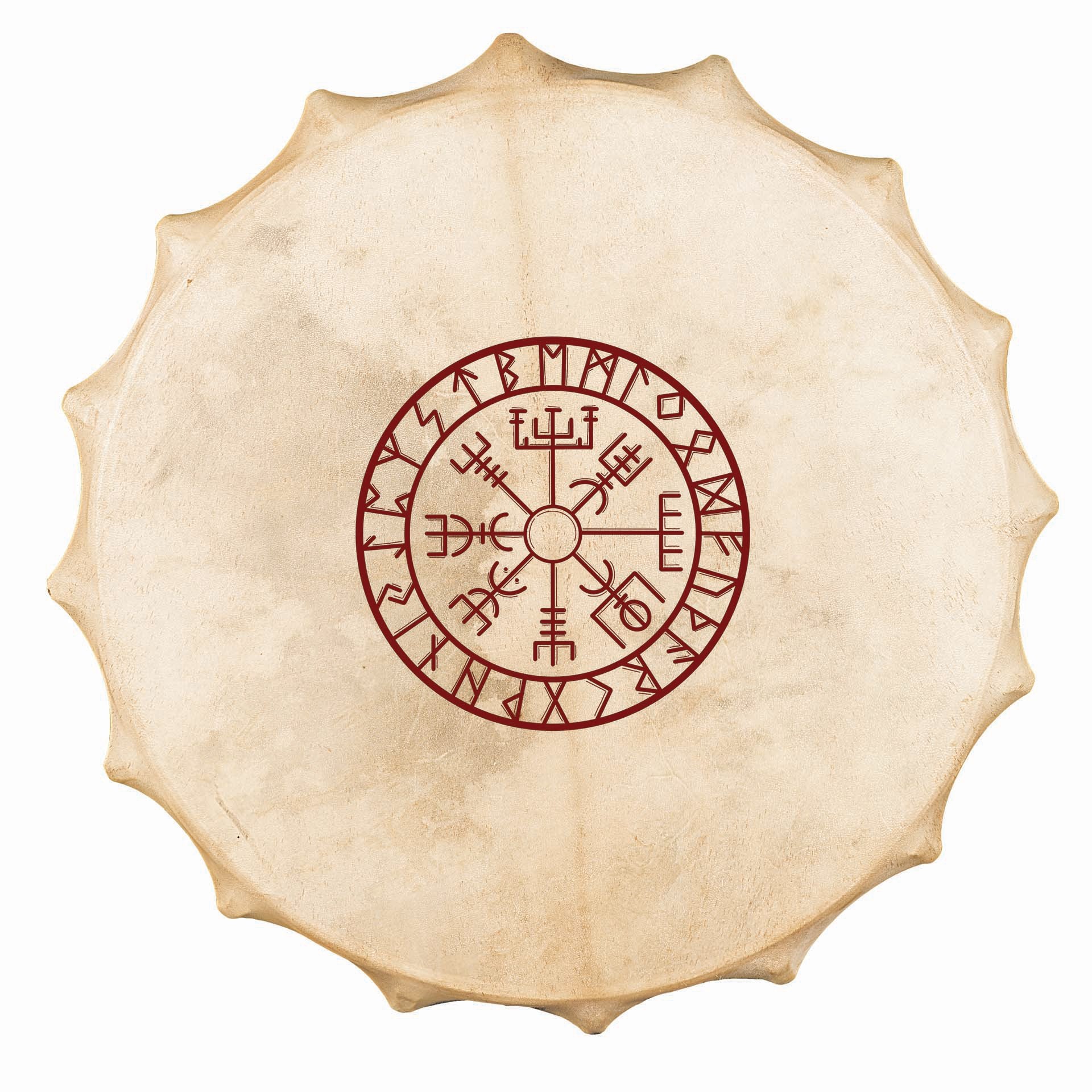 Tamburo Rituale Viking Rosso Siberiano 58 cm | Pelle di Capra — vista frontale