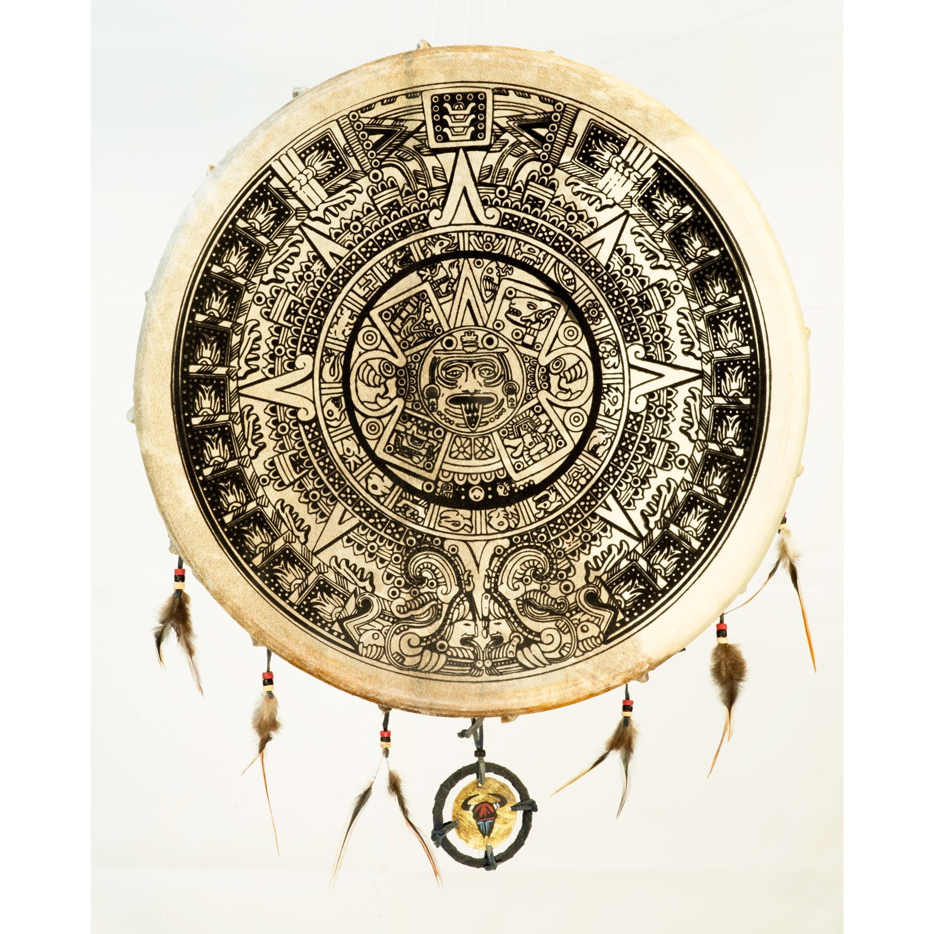 Tamburo Rituale Maya 40 cm | Pelle di Capra — vista frontale