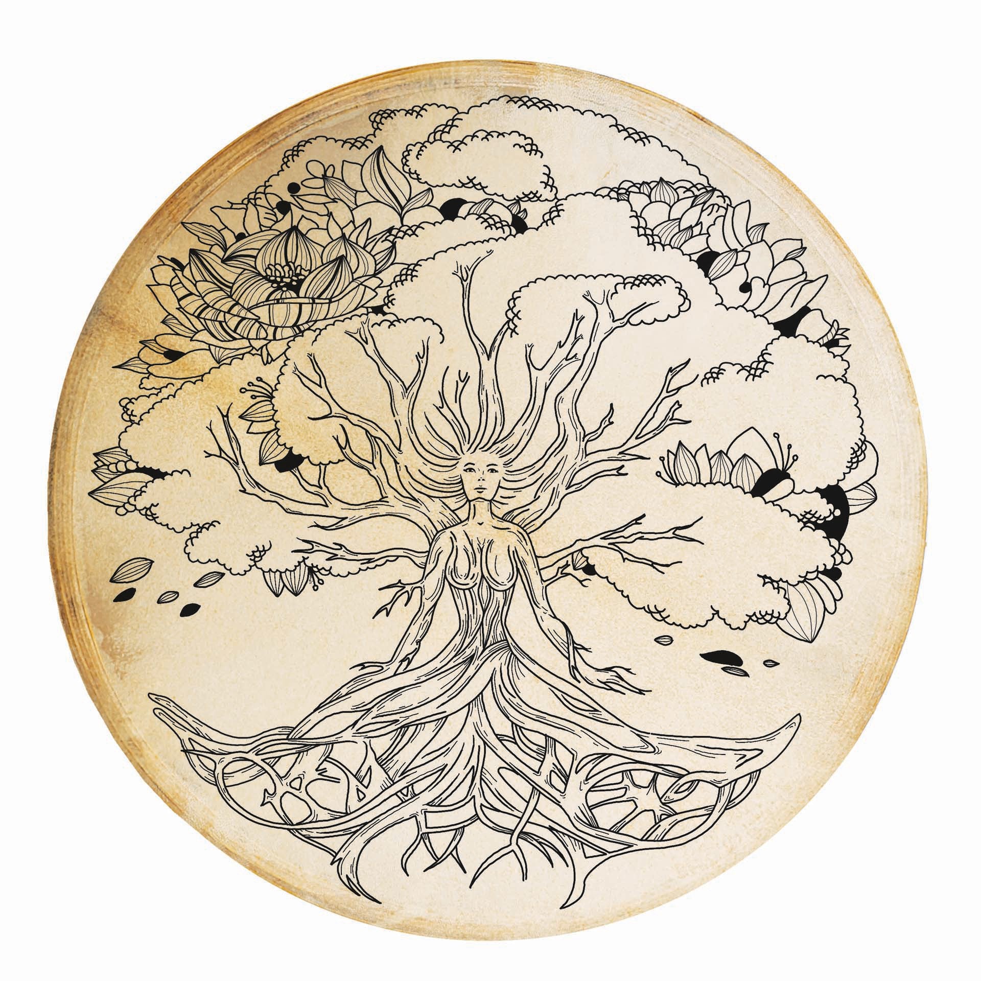 Tamburo rituale Lady of the Wood 50 cm in pelle di capra – foto 1