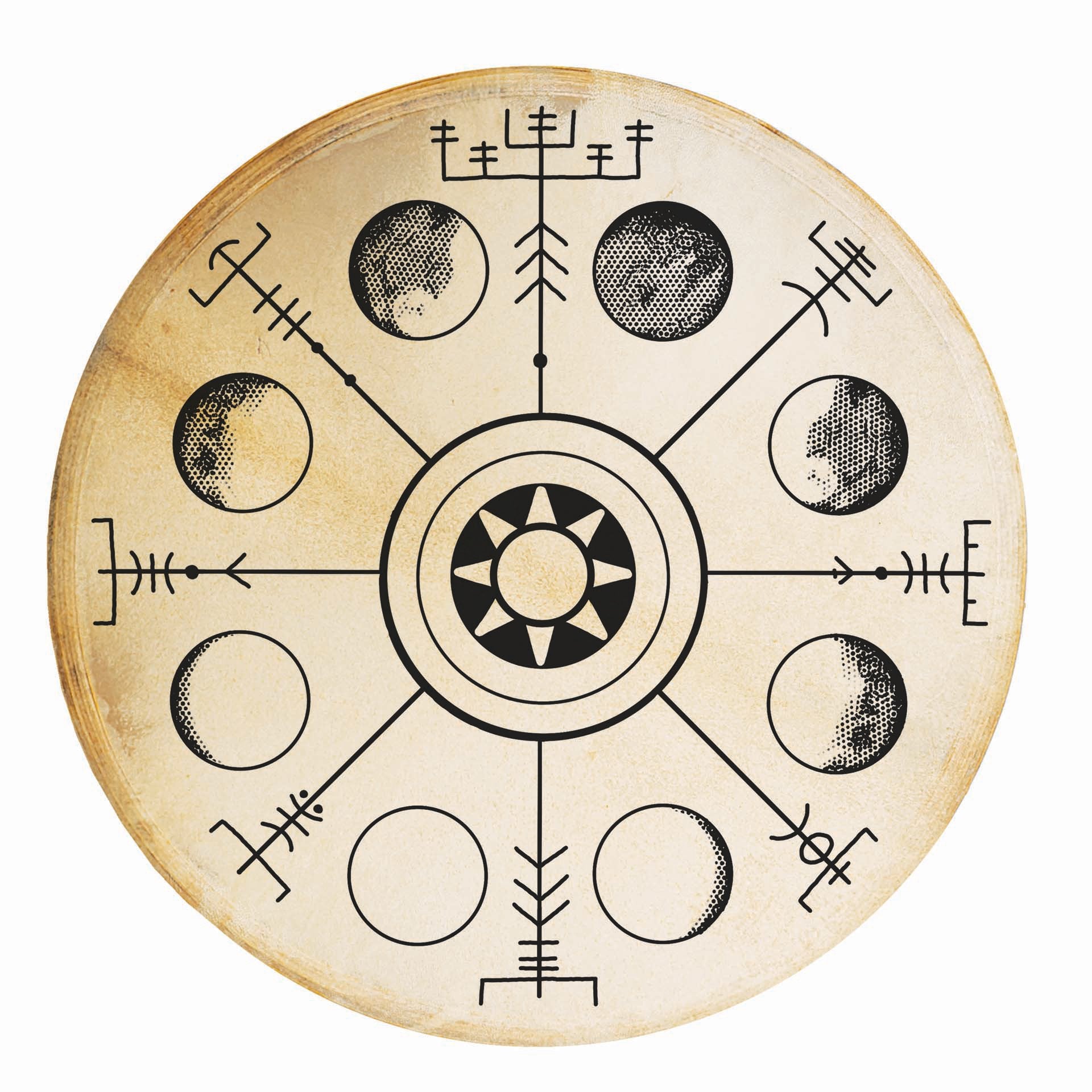 Tamburo rituale Vegvisir 50 cm in pelle di capra – foto 1