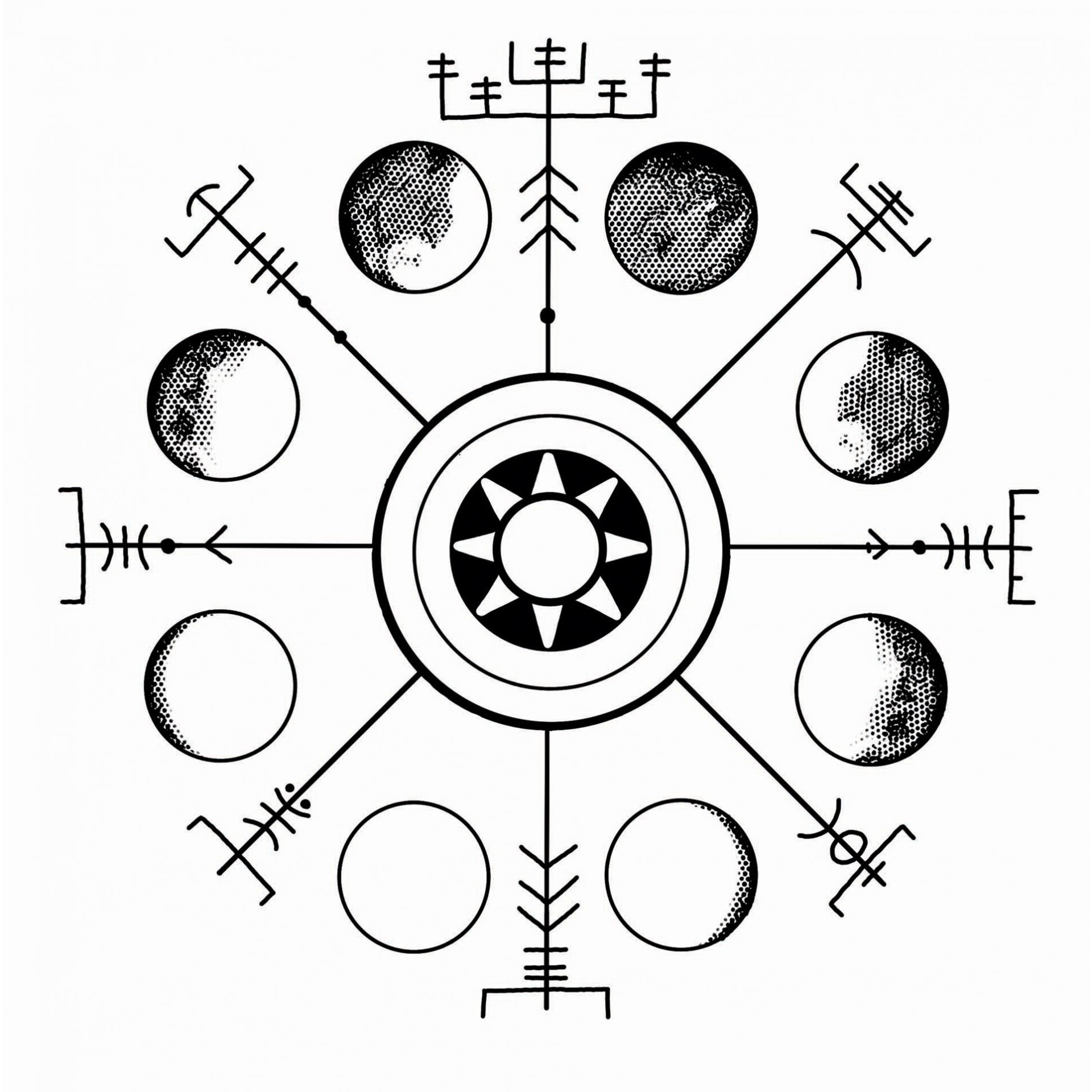 Tamburo rituale Vegvisir 50 cm in pelle di capra – foto 2